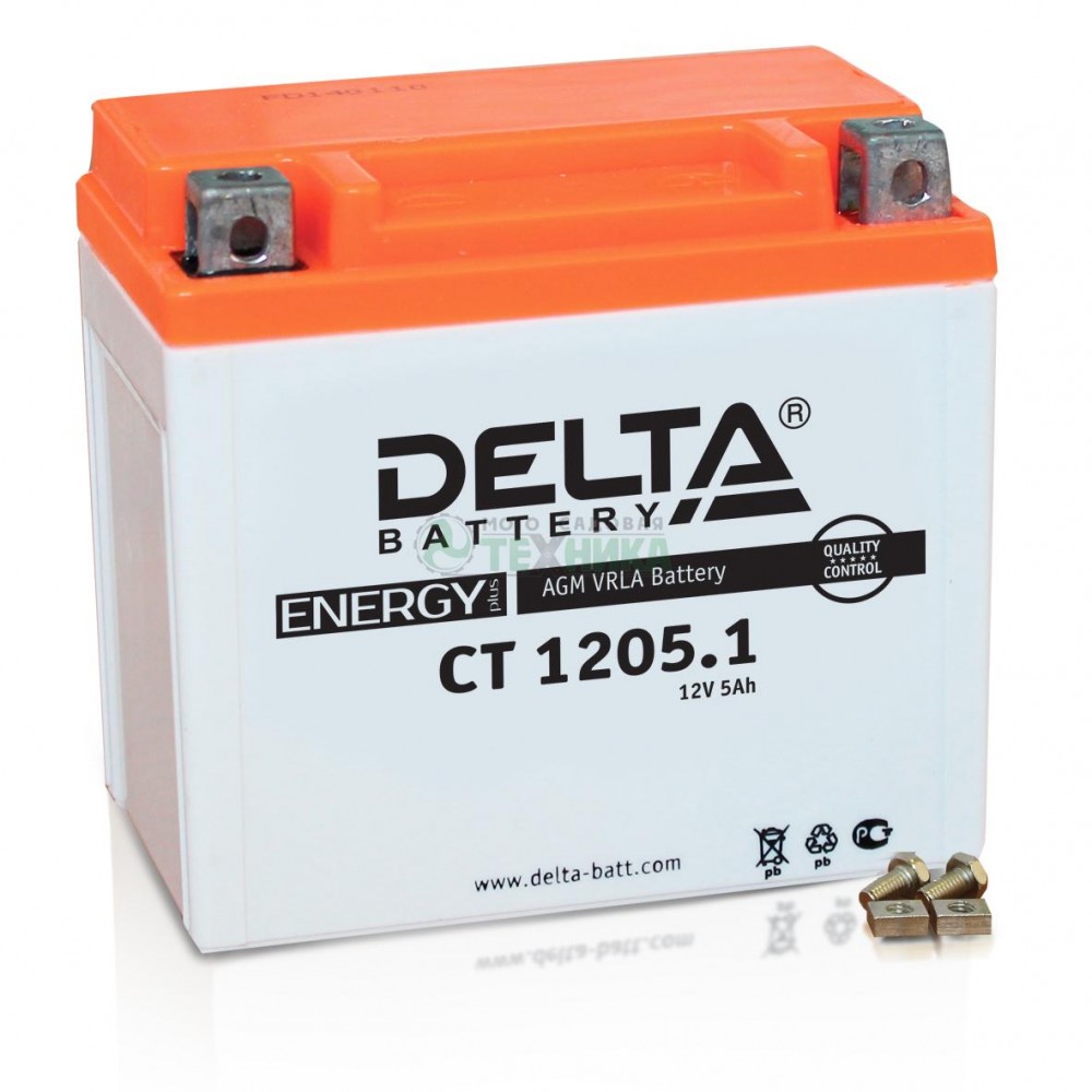 Аккумулятор Delta CT 1205.1 12В 5Ач 65CCA 120x61x129 мм Обратная (-+)