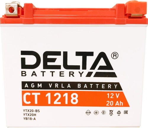 Аккумулятор Delta CT 1218 12В 20Ач 270CCA 177x88x154 мм Прямая (+-)