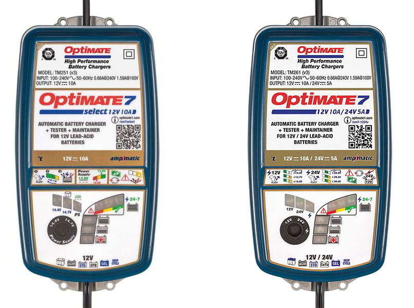 Зарядные устройства серии OptiMate 7 Gold с артикулами TM250v3 и TM260v3