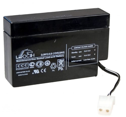Аккумулятор LEOCH-DJW-12-0.8 12В 0,8Ач 96x25x62 мм Провод с гнездом (AMP Т9)
