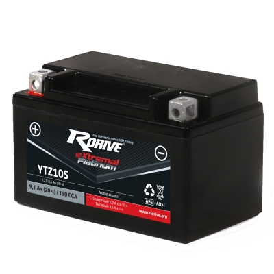 Аккумулятор RDRIVE-YTZ10S 12В 8,6Ач 190CCA 150x87x93 мм Прямая (+-)
