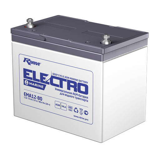 Аккумулятор RDRIVE EMA12-80 12В 80Ач 260x168x208 мм Прямая (+-)
