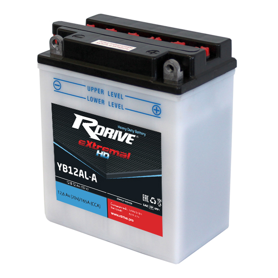 Аккумулятор RDRIVE-YB12AL-A 12В 12Ач 165CCA 134x81x160 мм Обратная (-+)