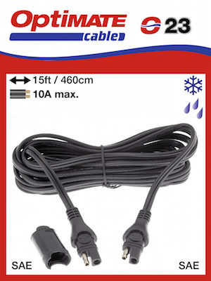 O23 Влагозащищенный удлинитель зарядного кабеля 4,6м, SAE (-40С), Optimate