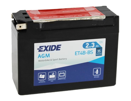 Аккумулятор EXIDE ET4B-BS 12В 2,3Ач 35CCA 113x38x85 мм Боковые